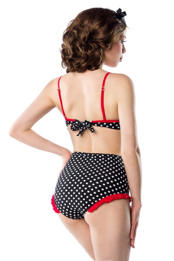 Bikini taille haute - noir/blanc/rouge - XS-Belsira – Image 3