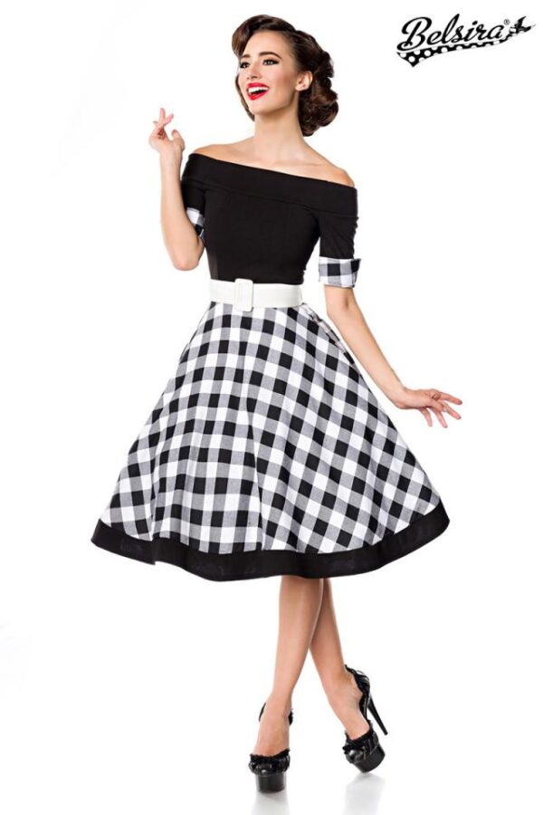 Robe trapèze sans bretelles - noir/blanc - S-Belsira