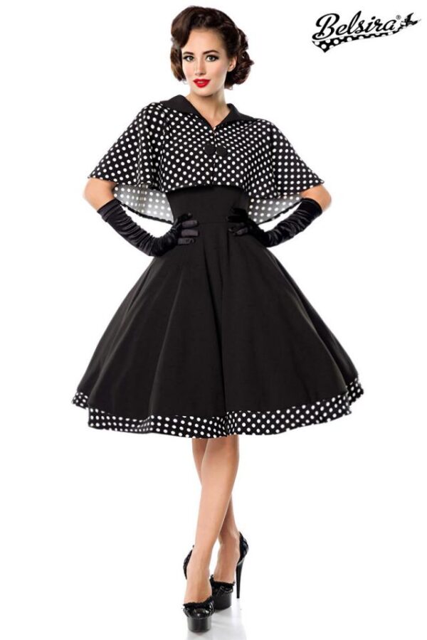 Robe trapèze avec cape - noir/blanc - XS-Belsira