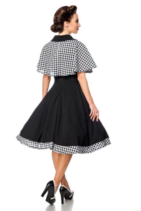 Robe trapèze avec cape - noir/à carreaux - 4XL-Belsira – Image 3
