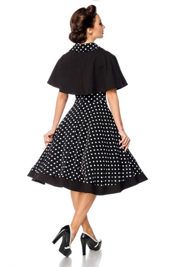 Robe trapèze avec cape - noir/blanc/pois - 3XL-Belsira – Image 3