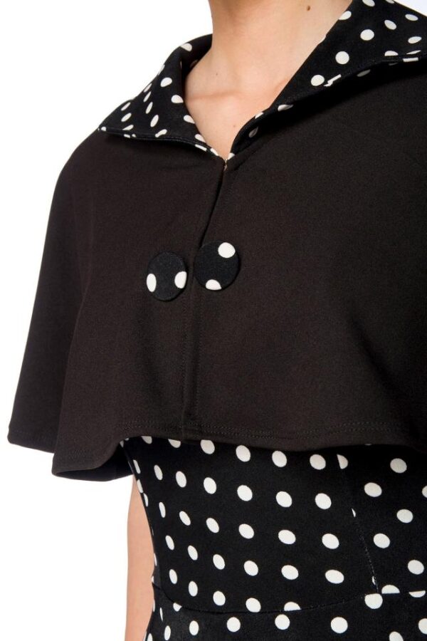 Robe trapèze avec cape - noir/blanc/pois - 3XL-Belsira – Image 4