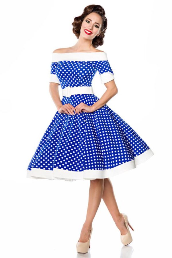 Robe trapèze sans bretelles - bleu/blanc - XL-Belsira – Image 2
