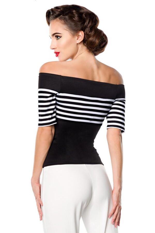 Top en jersey - noir/blanc/rayures - S-Belsira – Image 3