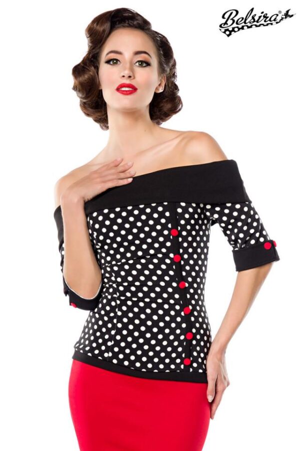Haut en jersey - noir/blanc/rouge - L-Belsira