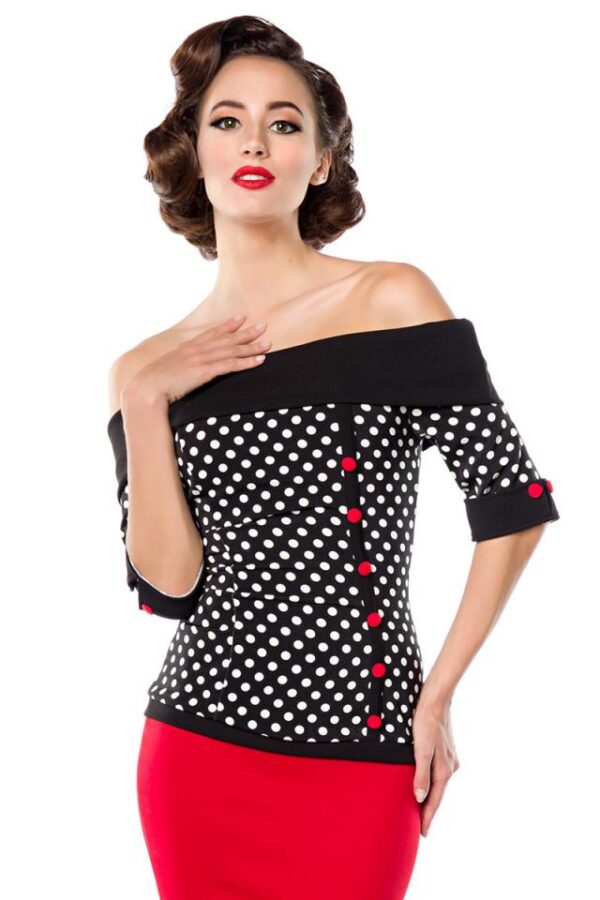 Haut en jersey - noir/blanc/rouge - L-Belsira – Image 2