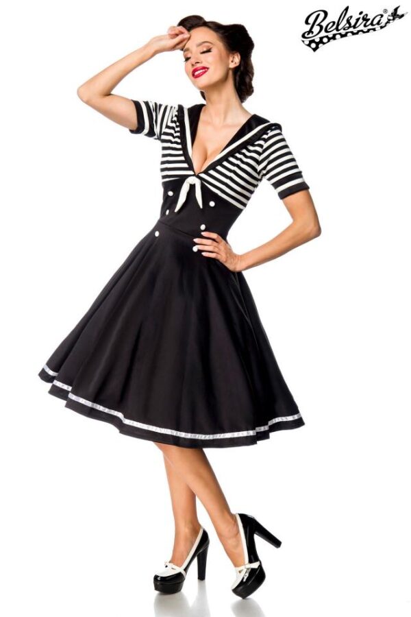 Robe trapèze style marine - noir/blanc - 2XL-Belsira