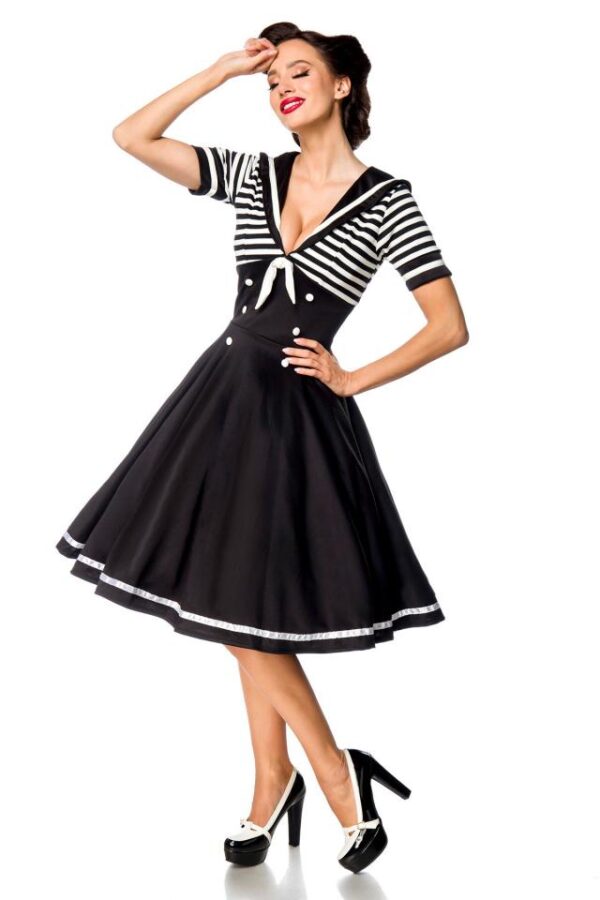 Robe trapèze style marine - noir/blanc - 2XL-Belsira – Image 2