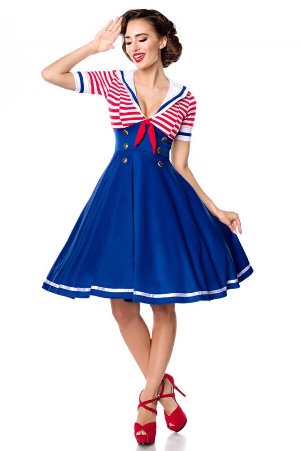 Robe trapèze style marine - bleu/rouge/blanc - XL-Belsira – Image 2