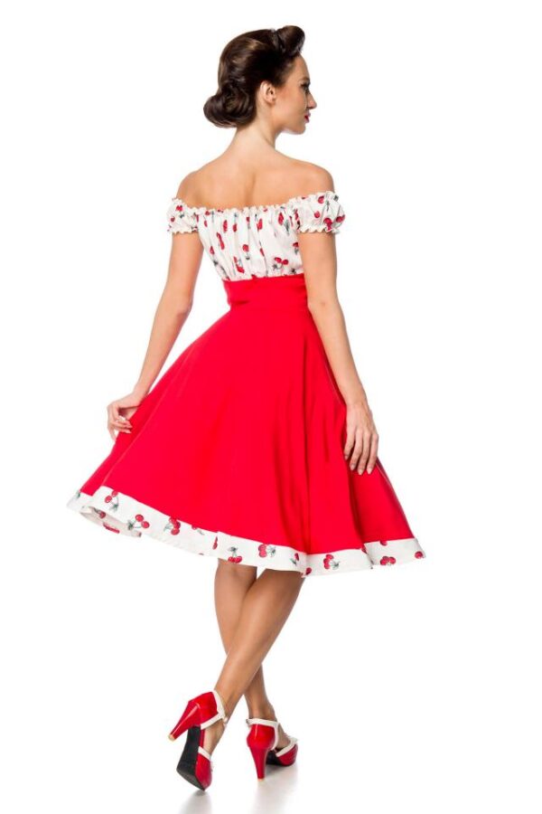 Robe trapèze sans bretelles - rouge/blanc - XS-Belsira – Image 3