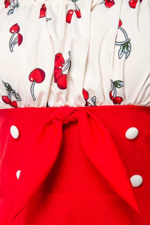 Robe trapèze sans bretelles - rouge/blanc - XS-Belsira – Image 4