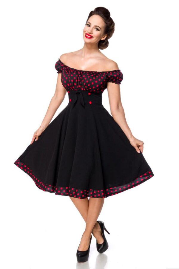 Robe trapèze sans bretelles - noir/rouge - XS-Belsira – Image 2