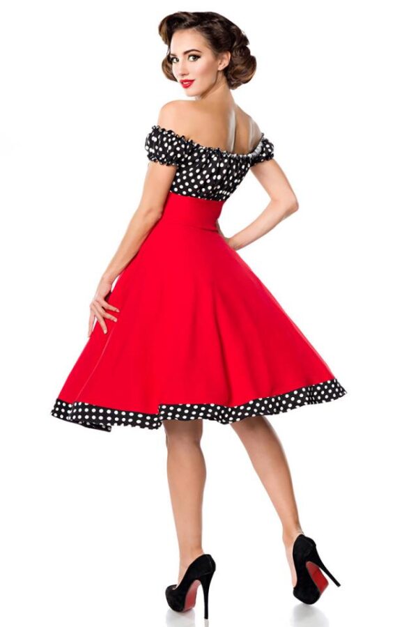 Robe trapèze sans bretelles - rouge/noir/blanc - S-Belsira – Image 3