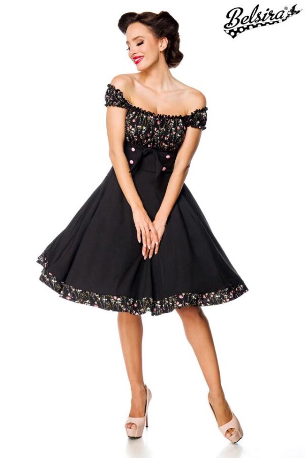 Robe trapèze sans bretelles - noir/rose - XL-Belsira