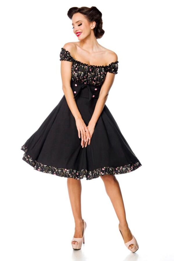 Robe trapèze sans bretelles - noir/rose - XL-Belsira – Image 2