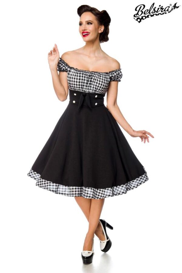 Robe trapèze sans bretelles - noir/à carreaux - 2XL-Belsira