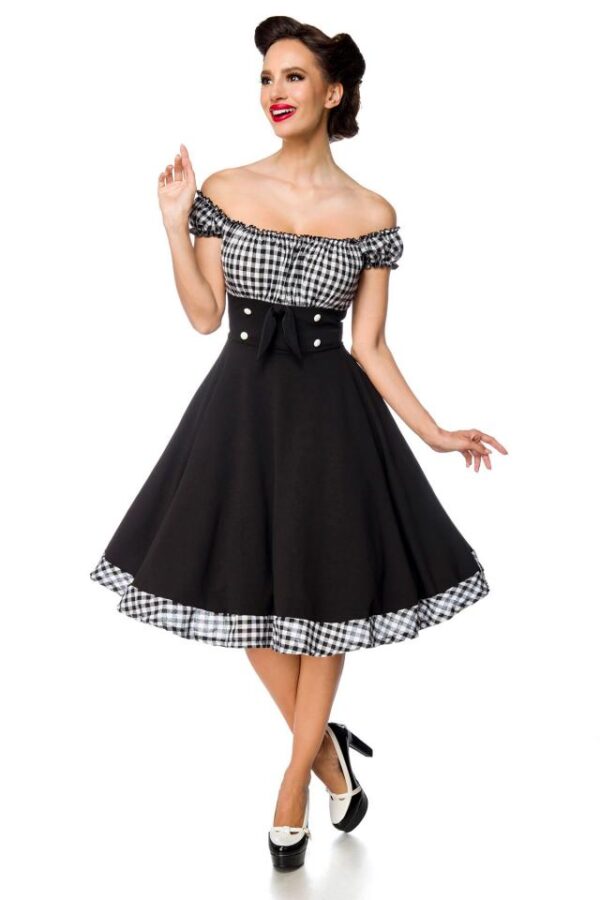 Robe trapèze sans bretelles - noir/à carreaux - 2XL-Belsira – Image 2