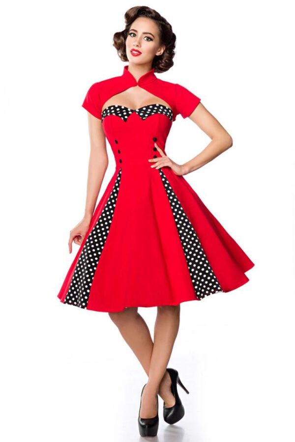 Robe vintage avec Boléro - rouge/noir/blanc - XS-Belsira – Image 2