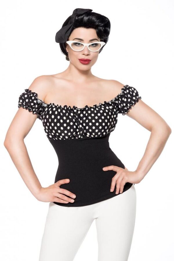 Top en jersey - noir/blanc/à pois - 2XL-Belsira – Image 2