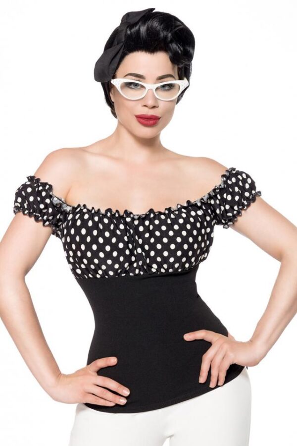 Top en jersey - noir/blanc/à pois - 2XL-Belsira – Image 3