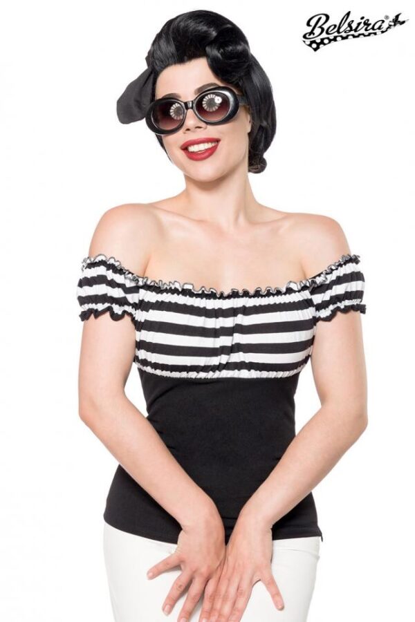 Top en jersey - noir/blanc/rayures - L-Belsira