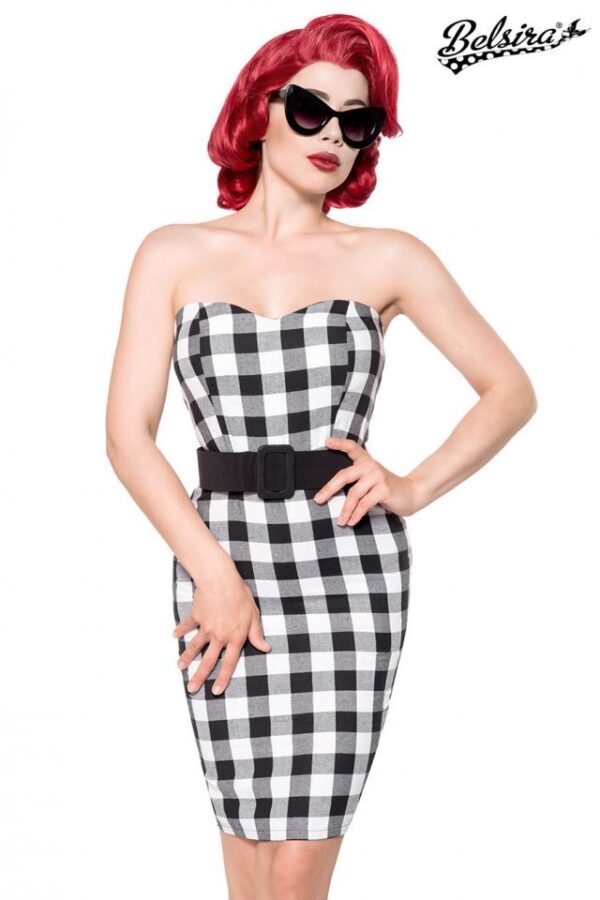 Robe à carreaux - noir/blanc - L-Belsira