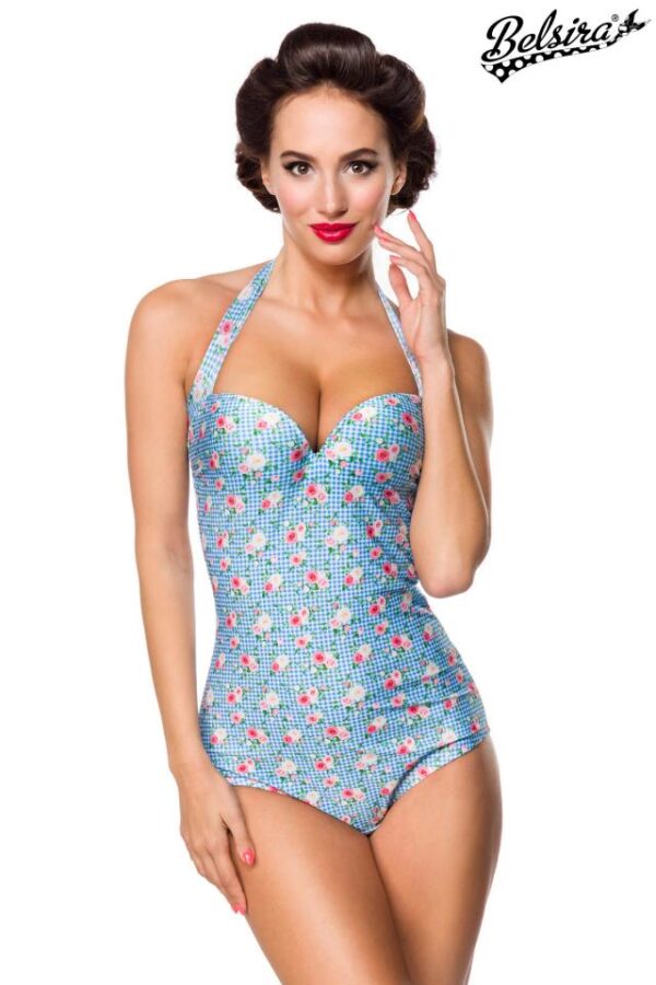 Maillot de bain vintage - bleu/rose/blanc - M-Belsira
