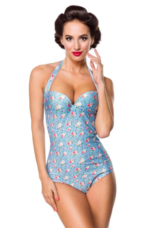 Maillot de bain vintage - bleu/rose/blanc - M-Belsira – Image 2