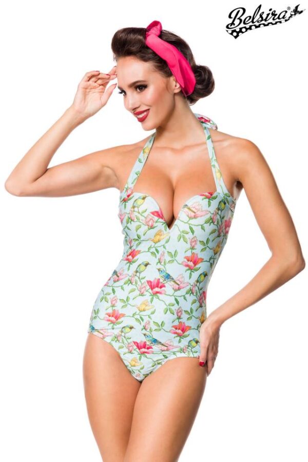 Maillot de bain vintage - bleu/rose/vert - S-Belsira