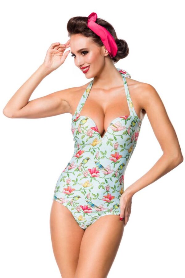 Maillot de bain vintage - bleu/rose/vert - S-Belsira – Image 2