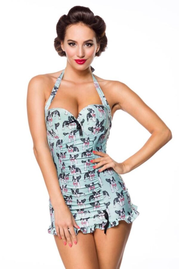 Maillot de bain vintage - bleu/blanc/noir - M-Belsira – Image 2