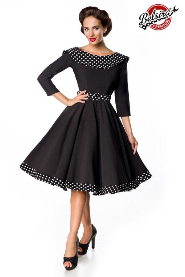 Robe trapèze vintage premium - noir/blanc - 3XL-Belsira