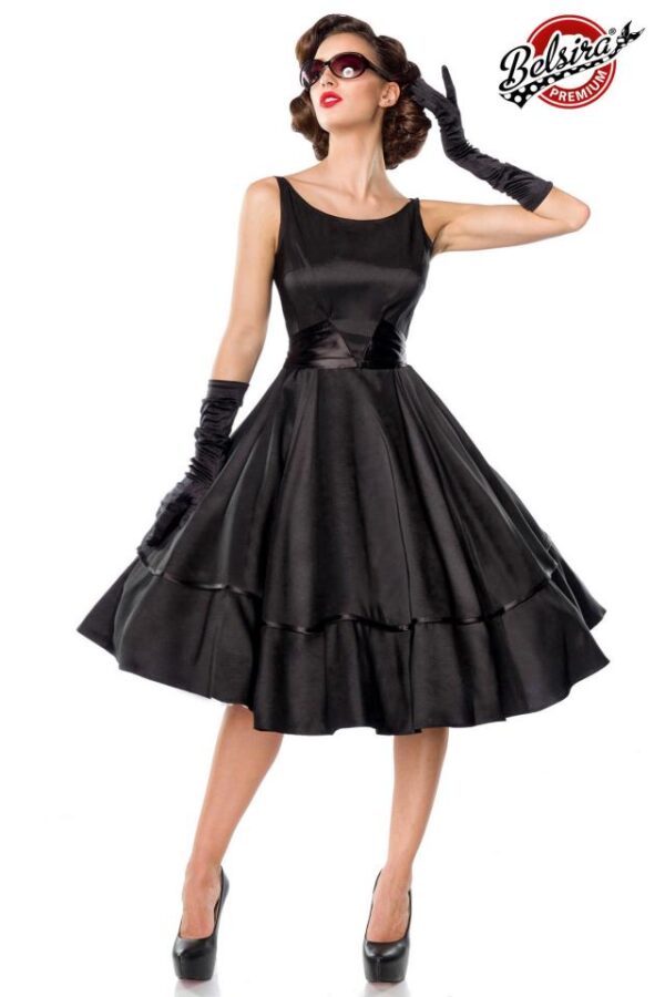 Robe en Satin Vintage Premium - noir - 3XL-Belsira