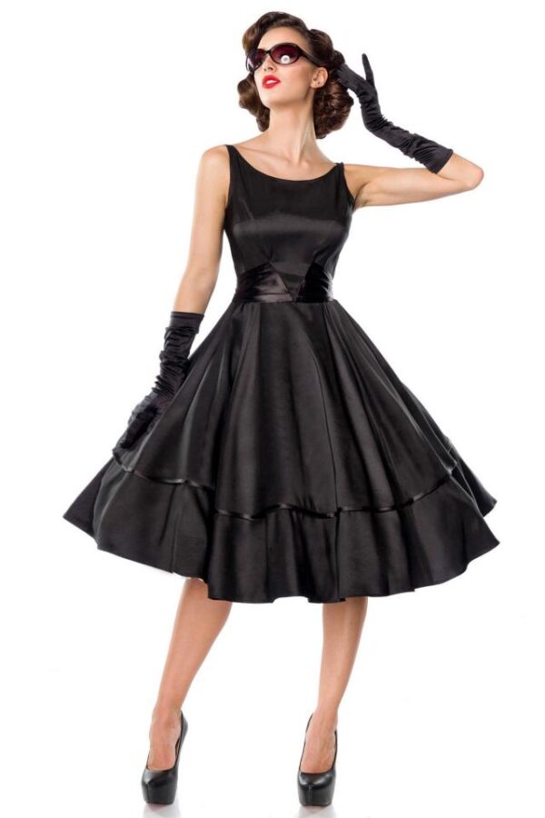 Robe en Satin Vintage Premium - noir - 3XL-Belsira – Image 2