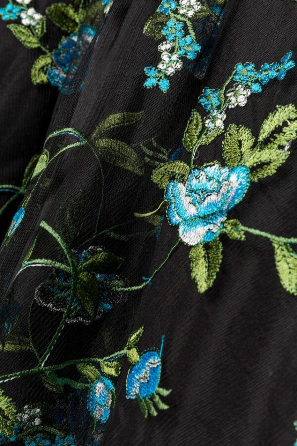 Robe trapèze vintage premium avec broderie - noir/bleu - S-Belsira – Image 4