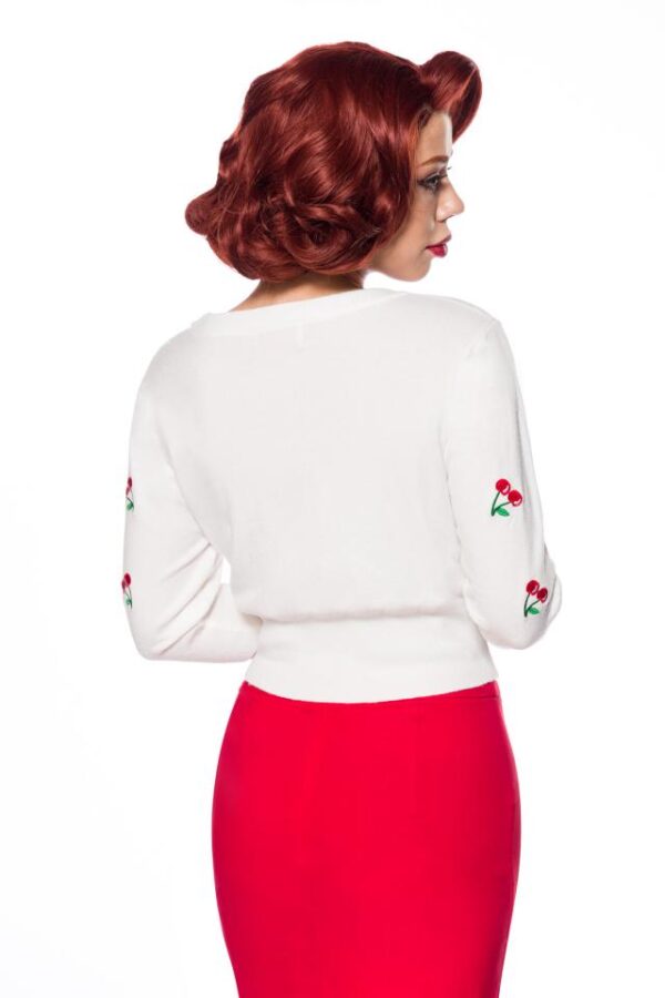 Cardigan vintage à motif cerises - blanc - 2XL-Belsira – Image 3