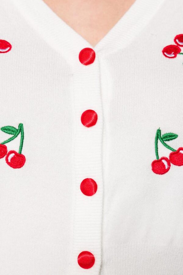 Cardigan vintage à motif cerises - blanc - 2XL-Belsira – Image 4