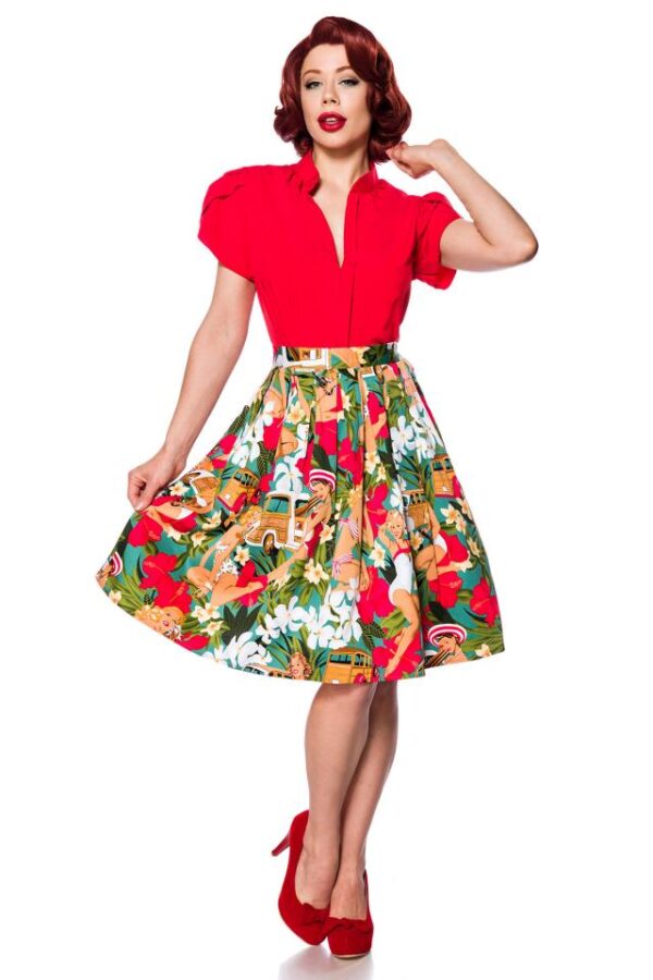 jupe large vintage - orange/bleu/rouge - XL-Belsira – Image 2