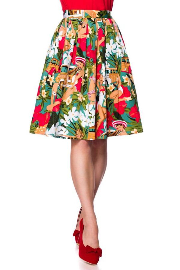 jupe large vintage - orange/bleu/rouge - XL-Belsira – Image 3