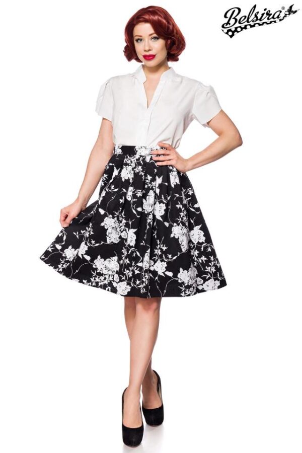 jupe large vintage - noir/blanc - 2XL-Belsira
