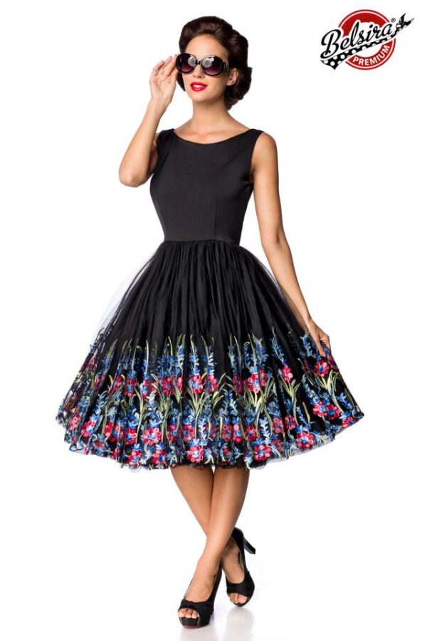 Robe à fleurs vintage Belsira Premium - noir - 3XL-Belsira