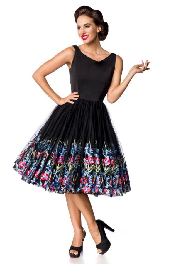 Robe à fleurs vintage Belsira Premium - noir - 3XL-Belsira – Image 3