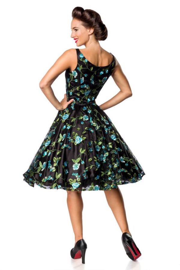 Belsira Premium Vintage Robe à Fleurs - noir/bleu - L-Belsira – Image 3