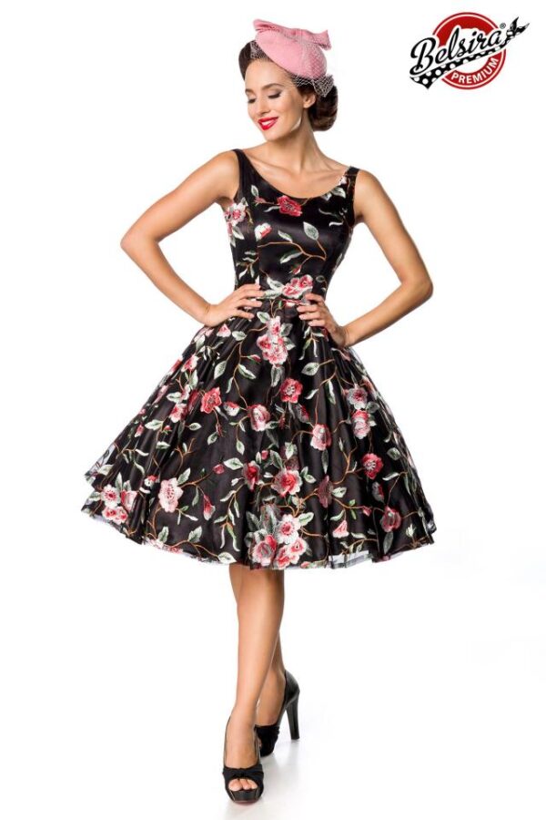 Robe à fleurs vintage Belsira Premium - noir/rose - 4XL-Belsira