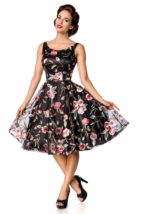Robe à fleurs vintage Belsira Premium - noir/rose - 4XL-Belsira – Image 3