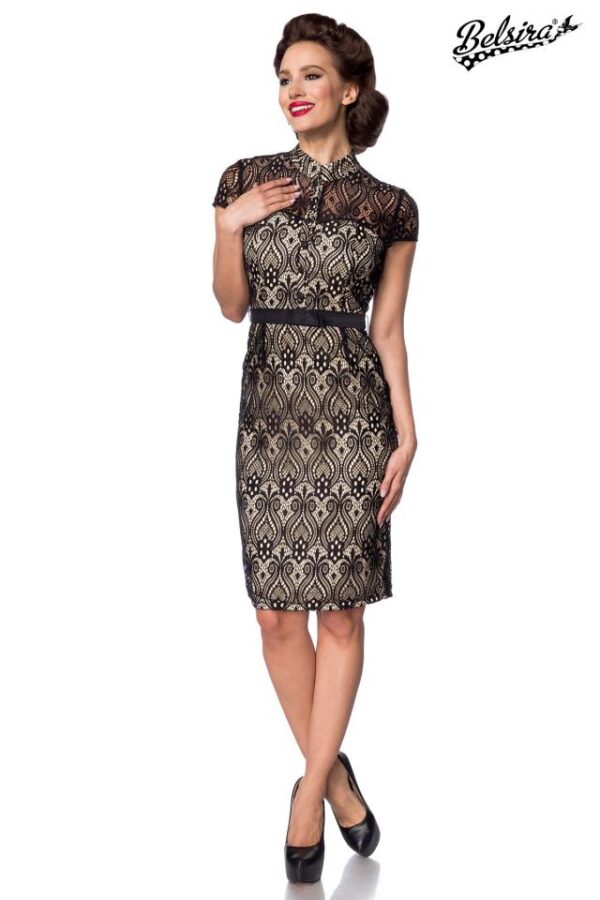 Robe en dentelle - noir/crème - 4XL-Belsira