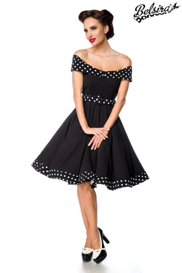 robe trapèze à épaules dénudées avec ceinture - noir - M-Belsira