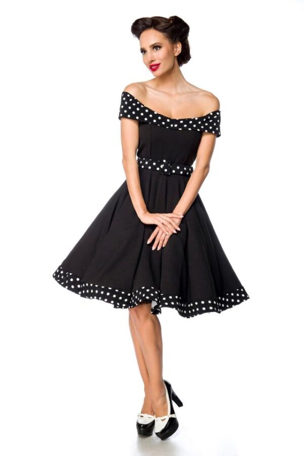 robe trapèze à épaules dénudées avec ceinture - noir - M-Belsira – Image 2