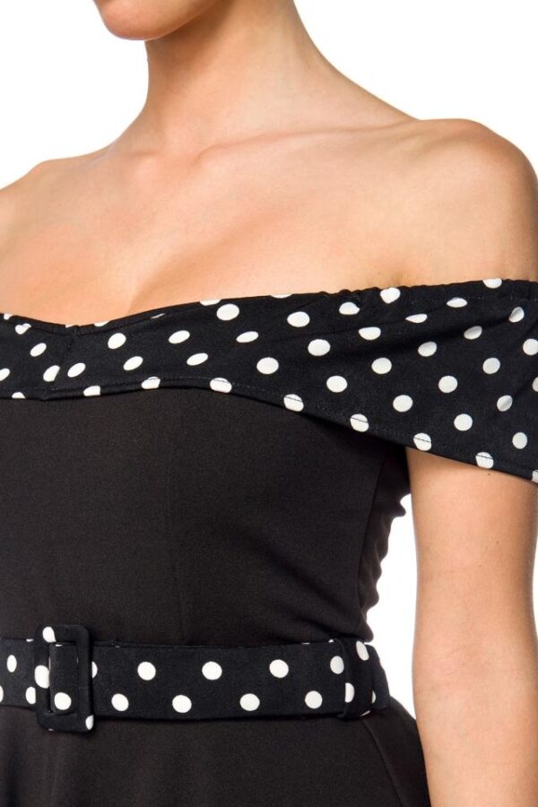 robe trapèze à épaules dénudées avec ceinture - noir - M-Belsira – Image 4