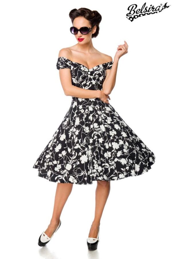 robe à épaules dénudées - noir/blanc - L-Belsira